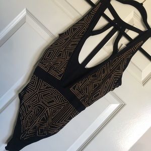 Gold Deep Cut Bodysuit